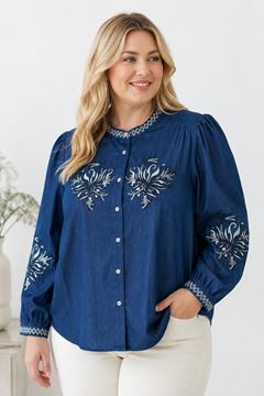 Picture of PLUS SIZE QUALITY DESIGN DENIM SHIRT
